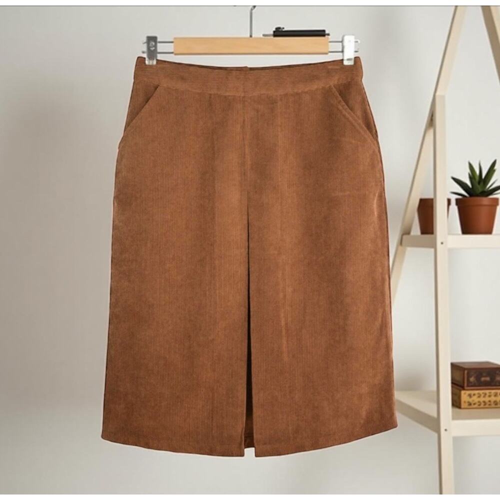 ☀️Christopher & Banks Corduroy High Waisted Pencil Skirt Brown Women's Size 12